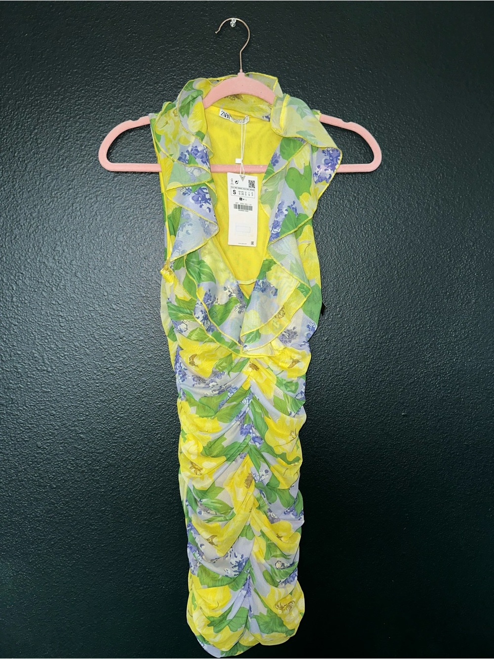 Zara Yellow Floral Mesh Dress
